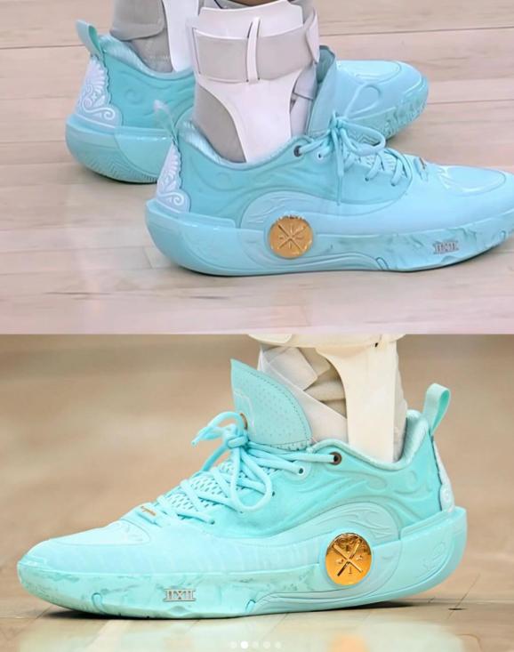 Stephen Curry switched into Li-Ning Way of Wade 12 "Liberty" from Nike Kobe 6 PE "Sail" vjsneaker.com