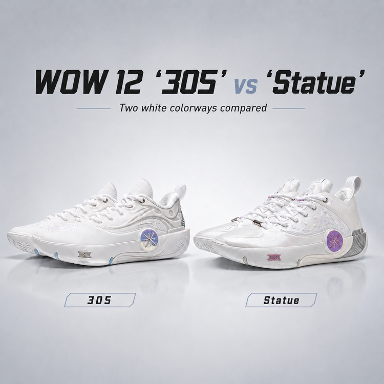 Way of Wade 12 “305” vs “Statue” Basketball Shoes: White Colorway Detail Comparison