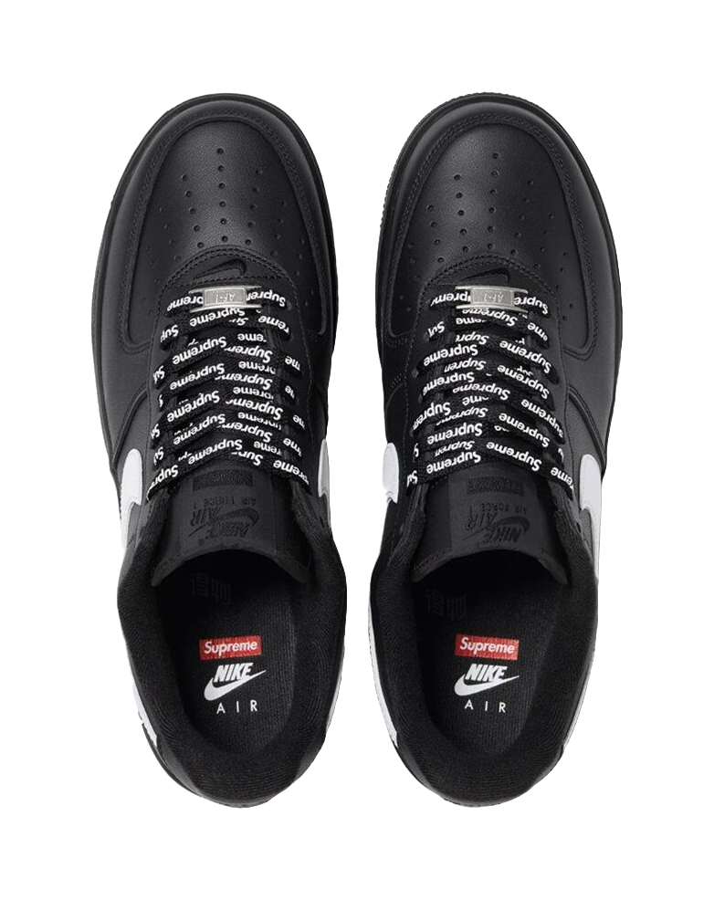 Nike x Supreme Air Force 1 Slip Resistant Abrasion Resistant Low top Skateboard Shoes Unisex Black  vjsneaker.com