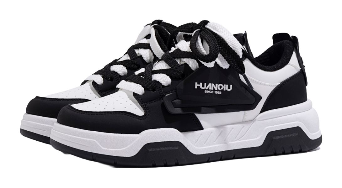 HUANQIU Coverage Lightweight Breathable Height Increasing Low top Skateboard Shoes Unisex Black 