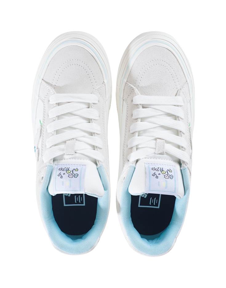 Ollieskate White Summer Flower Skateboard Shoes - Embroidered Floral Design  Lightweight & Versatile Unisex 