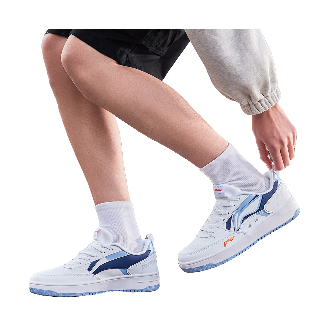 LiNing Haichuan Slip Resistant Cushioning Abrasion Resistant Lightweight Low top Skateboard Shoes Men's White Blue 