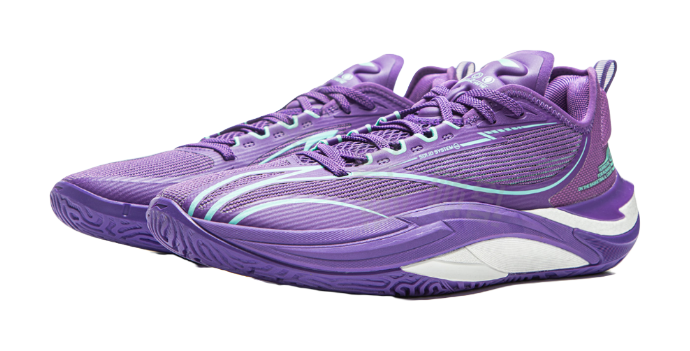 LiNing Cushioning, Slip Resistant, Abrasion Resistant, Rebound Grip Low Top Basketball Shoes Mens Zircon Purple  VJSNEAKER