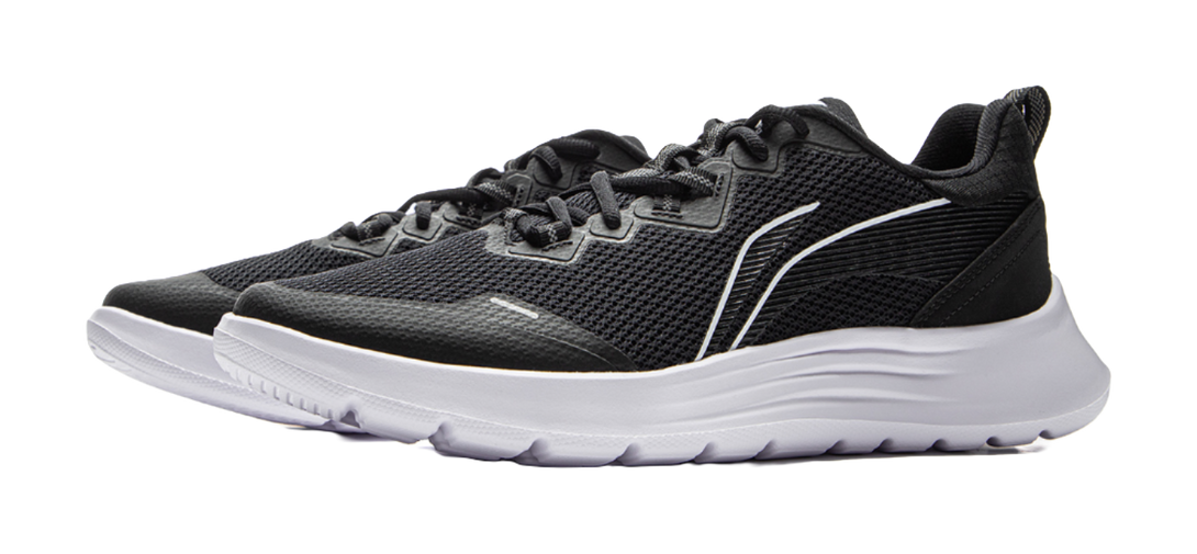 LiNing Feather Cushioned Anti-Slip And Wear-Resistant Lightweight Low-Top Running Shoes Men's Black White 