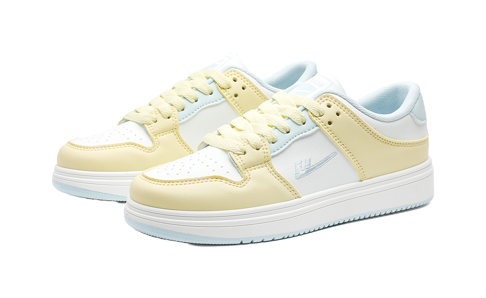 Warrior Abrasion Resistant, Lightweight, And Breathable Low top Skateboard Shoes Women's White Yellow Blue 