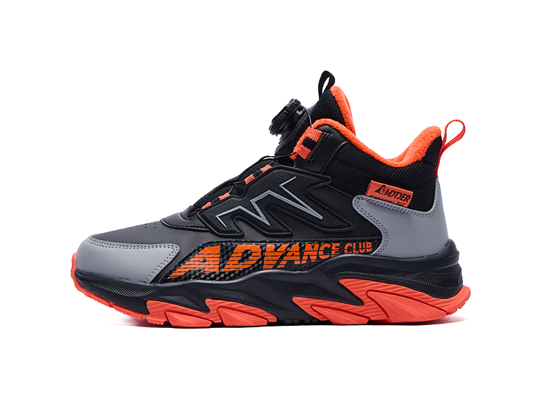 361°KIDS Synthetic Leather Slip Resistant Cushioning Abrasion Resistant Thermal Kids Lifestyle Shoes Black Gray Kids  VJSNEAKER