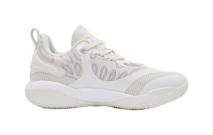 Rigorer Reeves second-generation AR2 Ghost lightweight, comfortable, fashionable, shock-absorbing, wear-resistant, breathable low cut sports basketball shoes for children in white and silver  VJSNEAKER