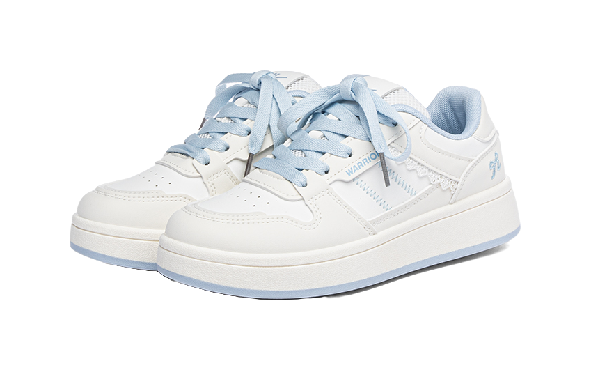 Warrior Abrasion Resistant Height Increasing Low Top Skateboard Shoes Women's Ecru Light Blue 