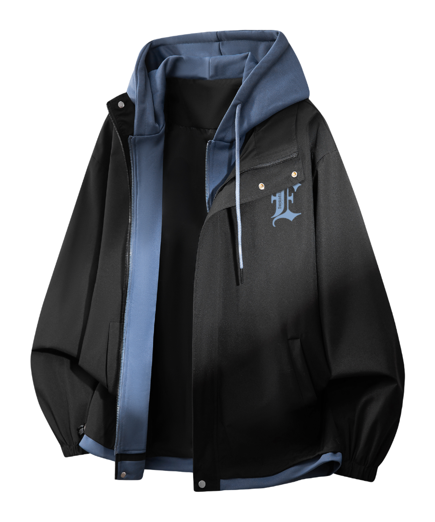 Warrior retro American solid color fake two-piece splicing contrasting loose and versatile hooded pilot with thick cotton lining, graphene heat storage insulation, warm work clothes, cotton jacket jacket, unisex  VJSNEAKER