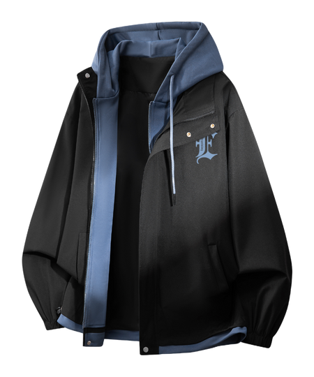 Warrior retro American solid color fake two-piece splicing contrasting loose and versatile hooded pilot with thick cotton lining, graphene heat storage insulation, warm work clothes, cotton jacket jacket, unisex  VJSNEAKER