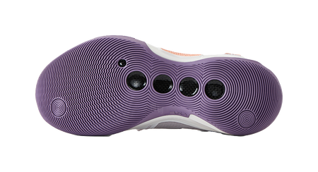 Lavender and purple textured rubber outsole for low-top basketball shoes