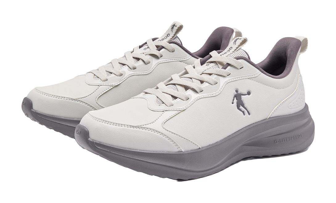 QIAODAN Cushioning, Wear Resistant Low top Casual Running Shoes Men's Light Gray Quiet Gray 