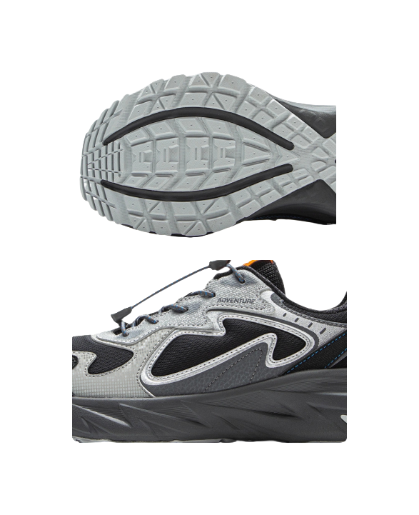 Li Ning Children's Outdoor Synthetic Leather Fashion, Leisure, Versatile, Simple Children's Outdoor Shoes Black and Grey Unisex  VJSNEAKER