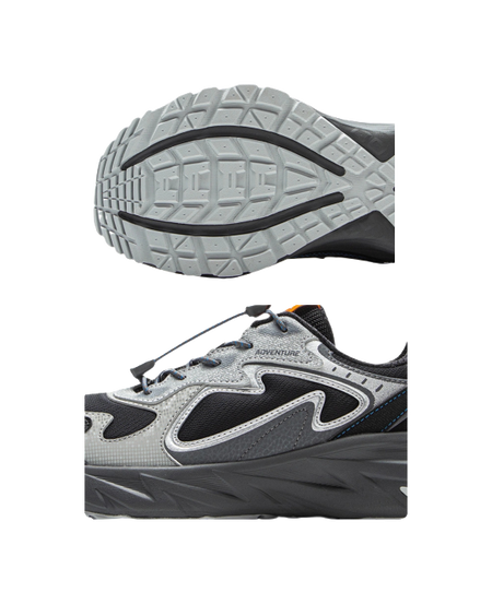 Li Ning Children's Outdoor Synthetic Leather Fashion, Leisure, Versatile, Simple Children's Outdoor Shoes Black and Grey Unisex  VJSNEAKER