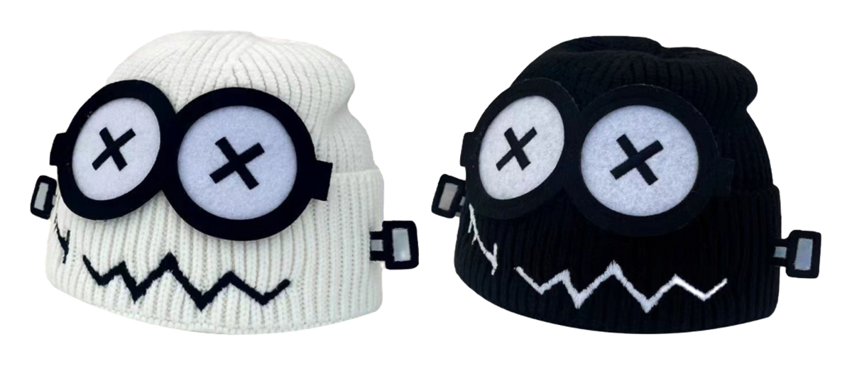 【 Essential for Autumn and Winter 】 IOTS Cute xx Eye Robot Funny Windproof, Warm, Commuting Versatile Polyester Woolen Hat for Men and Women Same Style Couple's Gift for Boys and Girls  vjsneaker.com