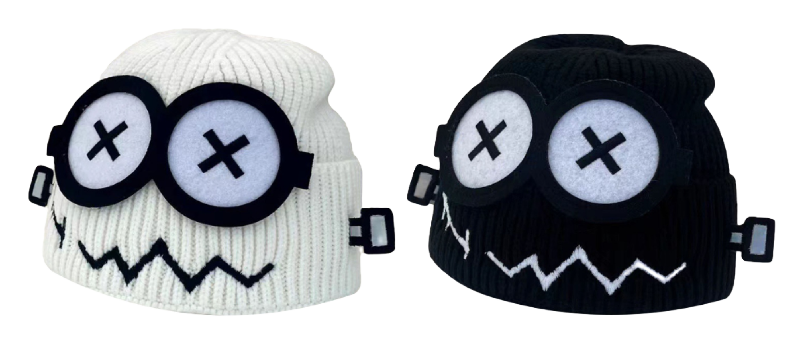【 Essential for Autumn and Winter 】 IOTS Cute xx Eye Robot Funny Windproof, Warm, Commuting Versatile Polyester Woolen Hat for Men and Women Same Style Couple's Gift for Boys and Girls  vjsneaker.com