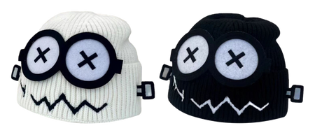 【 Essential for Autumn and Winter 】 IOTS Cute xx Eye Robot Funny Windproof, Warm, Commuting Versatile Polyester Woolen Hat for Men and Women Same Style Couple's Gift for Boys and Girls  vjsneaker.com