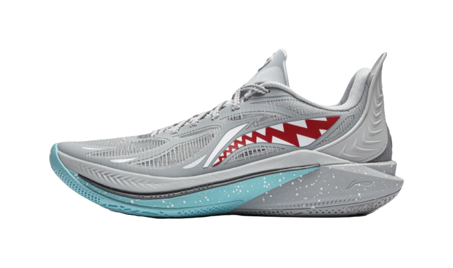 LiNing SONIC 12 Great White Shark Anti-Slip And Wear-Resistant Support Rebound Low-Top Basketball Shoes Mens Gray Red  VJSNEAKER