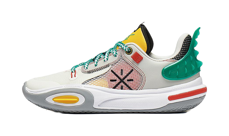 LINING YOUNG Rebound Lightweight Cushioning Low top Childrens Basketball Shoes White Gray  VJSNEAKER