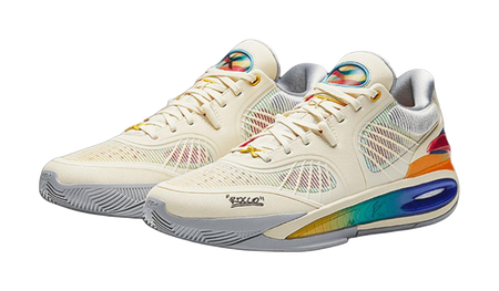 ANTA Klay Thompson KT10 Rococo unisex basketball shoes, cream pair with colorful panels
