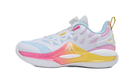 Rigorer Reeves second-generation AR2 ice cream is comfortable, versatile, trendy, anti slip, shock-absorbing, wear-resistant, low top basketball shoe powder, white and yellow children's style  VJSNEAKER