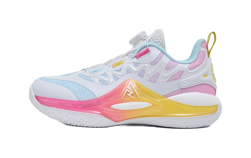 Rigorer Reeves second-generation AR2 ice cream is comfortable, versatile, trendy, anti slip, shock-absorbing, wear-resistant, low top basketball shoe powder, white and yellow children's style  VJSNEAKER