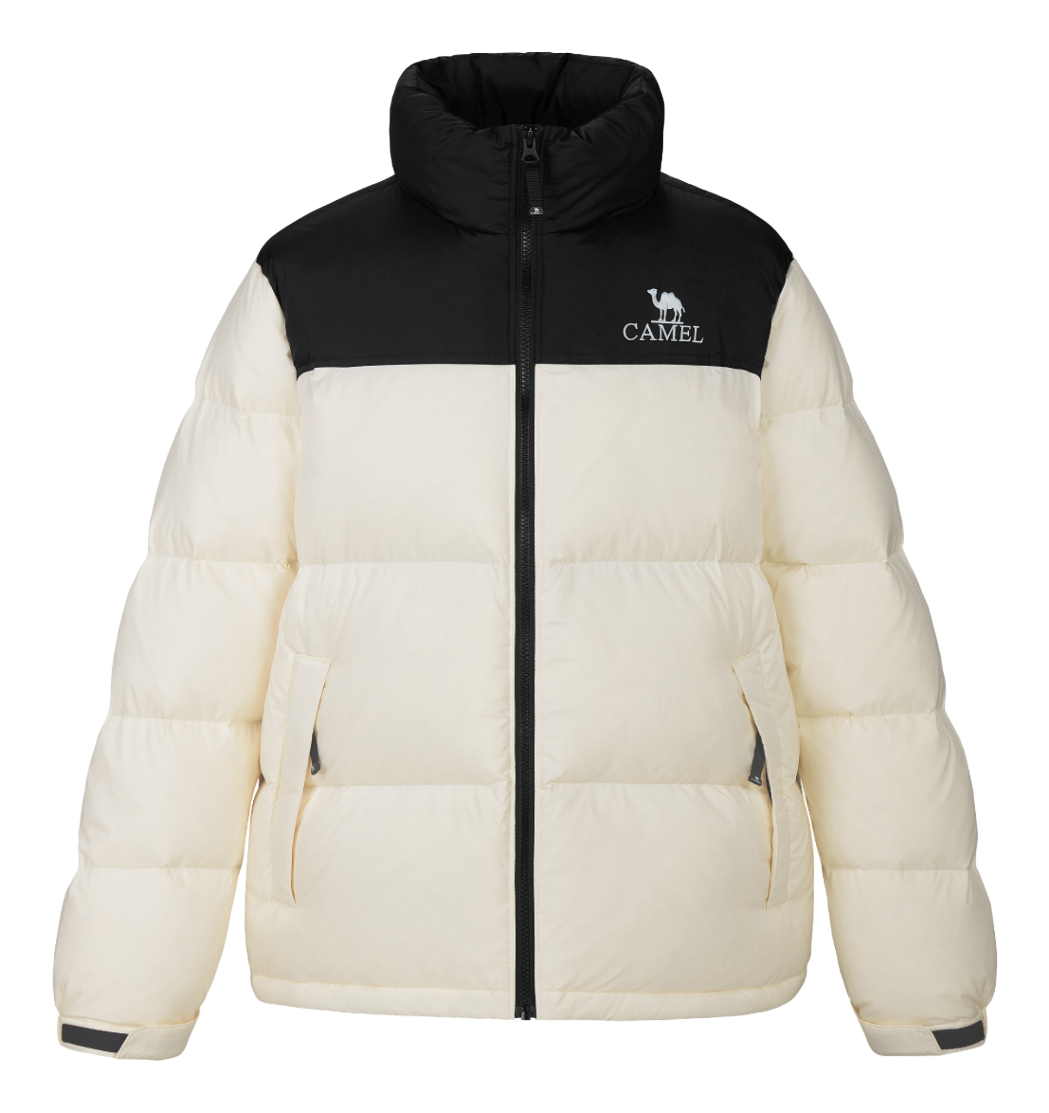 CAMEL Outdoor Color Block Soft Windproof Cold Resistant Down Jacket Unisex  vjsneaker.com