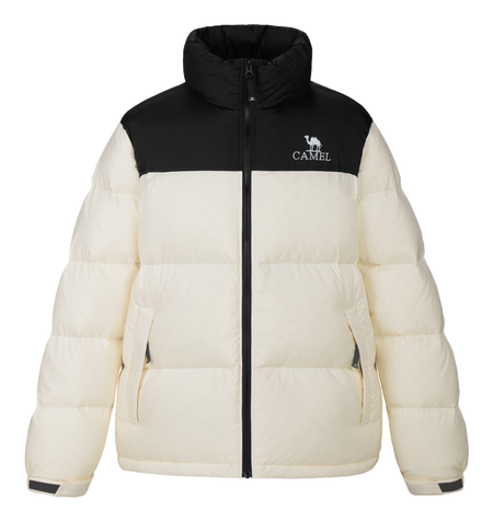 CAMEL Outdoor Color Block Soft Windproof Cold Resistant Down Jacket Unisex  vjsneaker.com