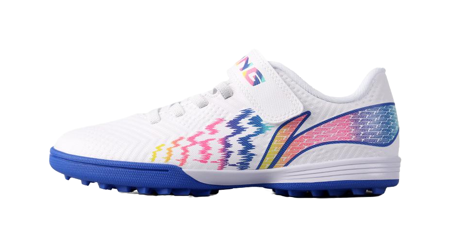 LINING YOUNG Cushioning, Wear Resistant Low Top Kids Soccer Shoes White Blue  VJSNEAKER