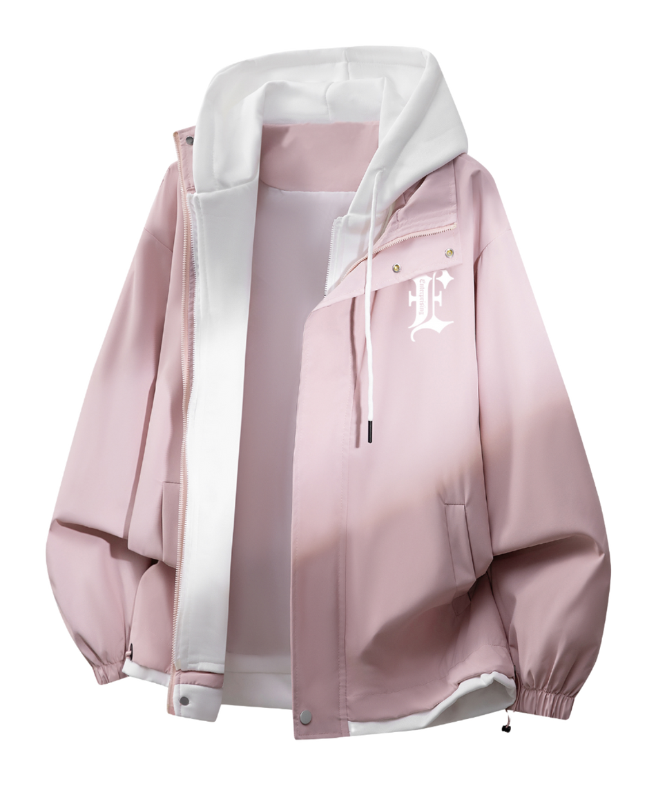 Warrior retro American solid color fake two-piece splicing contrasting loose and versatile hooded pilot with thick cotton lining, graphene heat storage insulation, warm work clothes, cotton jacket jacket, unisex  VJSNEAKER