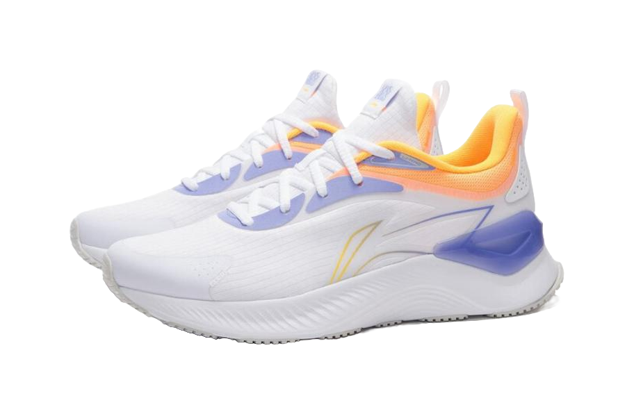 LiNing YueYing Element Cushioning Wear Resistant Rebound Low Top Sprint Running Shoes Men's White Yellow Purple 