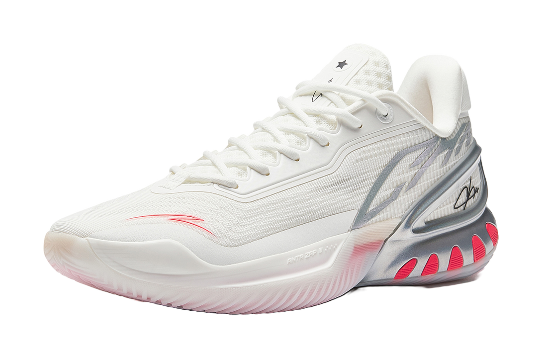 Anta Zap 3 Cushioning, Wear Resistant Low top Basketball Shoes Mens White Red  VJSNEAKER
