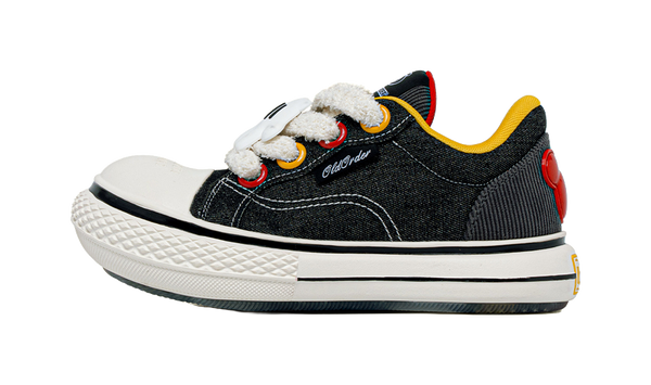 Disney x OLD ORDER Chunky Shoes Abrasion Resistant Height Increasing Low top Canvas Shoes Unisex Black White 