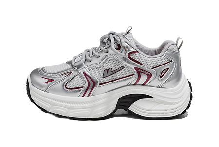 Warrior Low top Chunky Sneakers Womens Silver Gray Black  vjsneaker.com