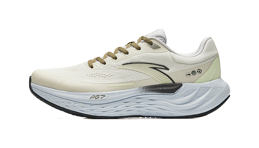ANTA PG 7 布製 ローカット 短距離ランニングシューズ メンズ 粗目ヘザーグレー/ライムグリーン