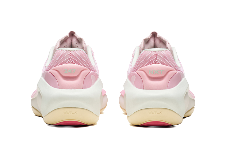 Men's bubble gum pink basketball shoes, heel with 247 and NXT branding