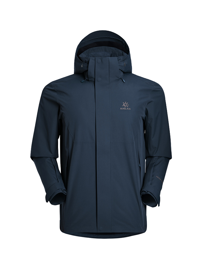 Men's KAILAS hooded windbreaker jacket, navy, full-zip with chest logo