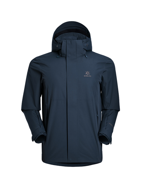 Men's KAILAS hooded windbreaker jacket, navy, full-zip with chest logo