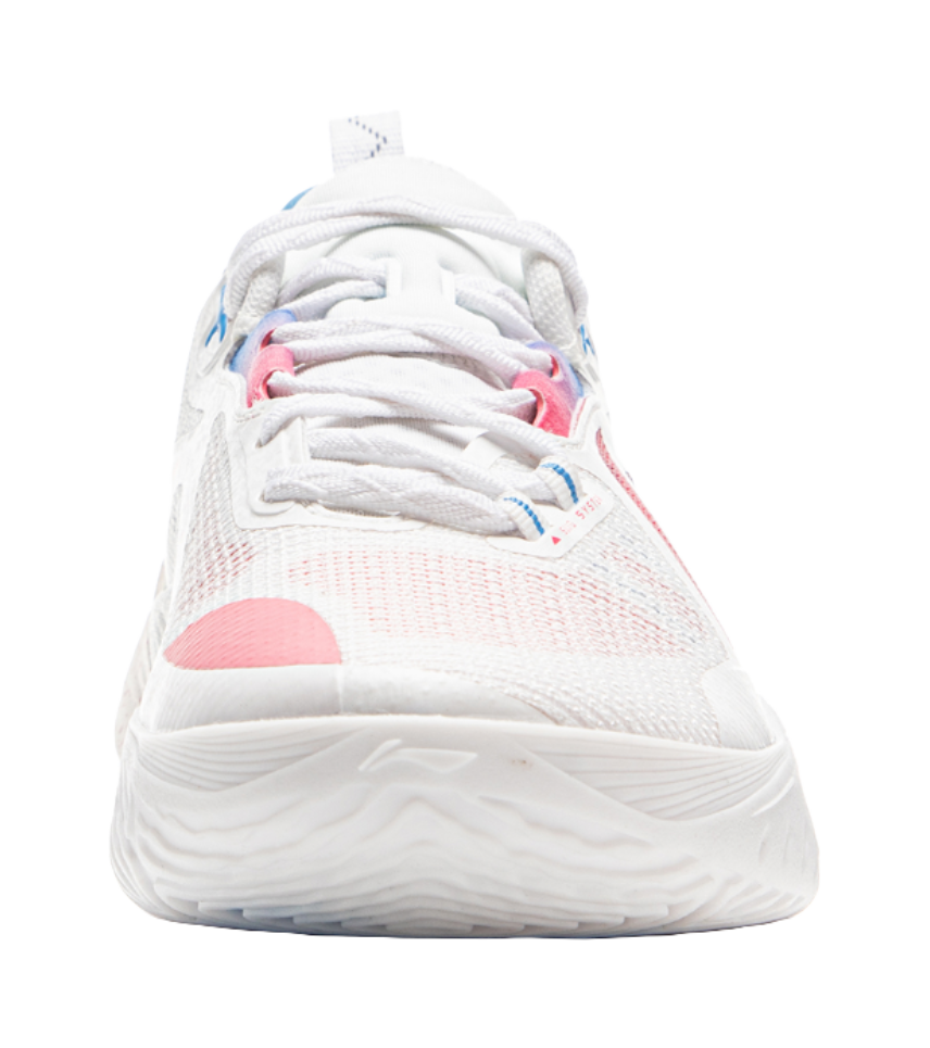 LiNing Speed 10 Cushioning, Wear Resistant Low Top Basketball Shoes Mens White Pink Blue  VJSNEAKER