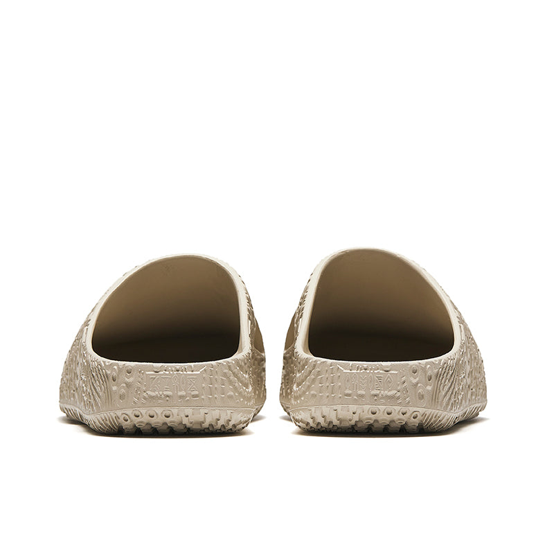 ANTA men's Hela slide sandals, light beige back view with textured tread on sole