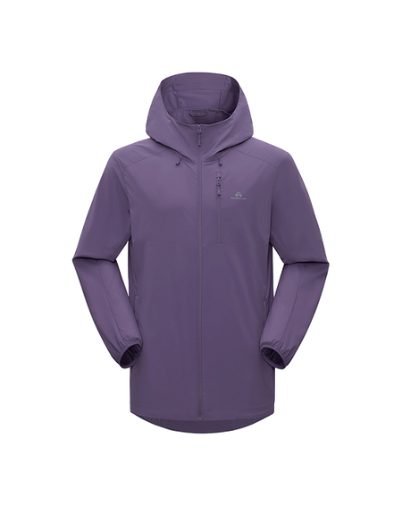 Men's hooded sun jacket in orchid purple with full-length front zipper