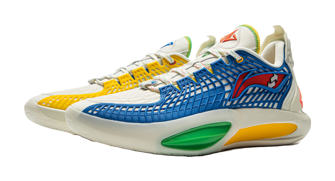 LiNing JB3 Coverage Anti Rollover Low Top Basketball Shoes Mens White Blue Red  VJSNEAKER