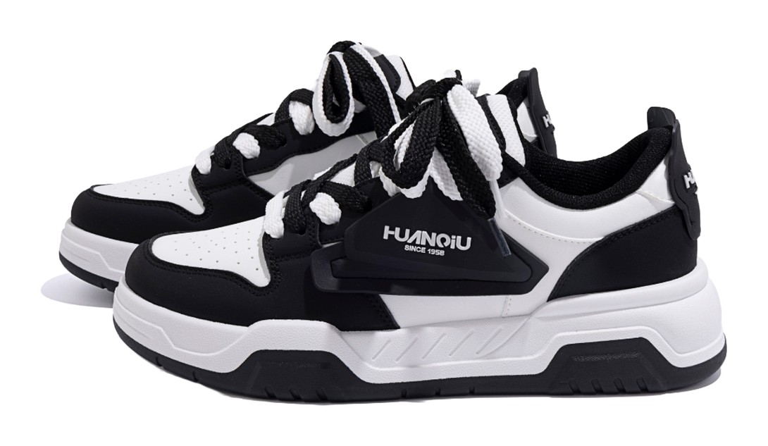 HUANQIU Coverage Lightweight Breathable Height Increasing Low top Skateboard Shoes Unisex Black 