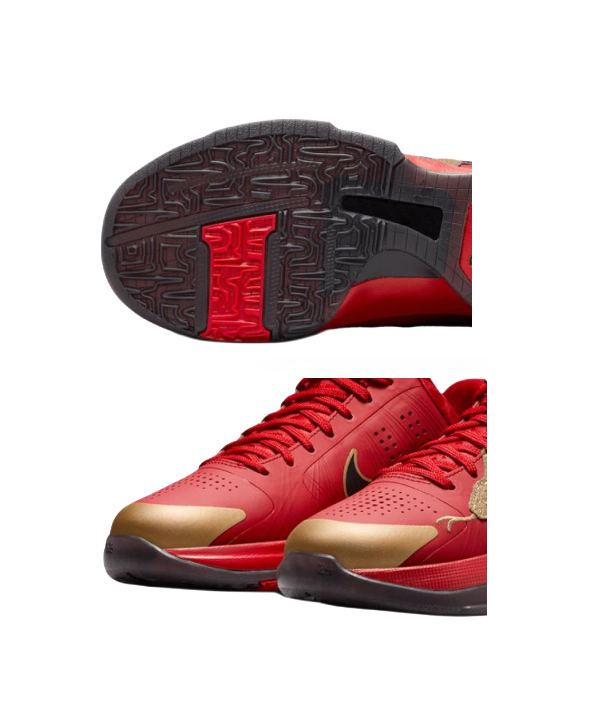 Nike Zoom Kobe 5 Slip Resistant Abrasion Resistant Low top Childrens Basketball Shoes Red Black Unisex  vjsneaker.com