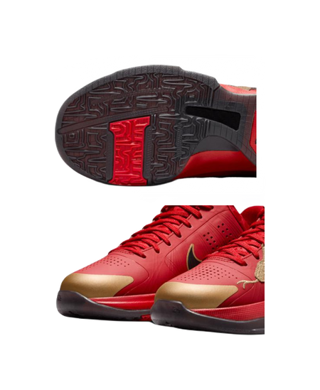 Nike Zoom Kobe 5 Slip Resistant Abrasion Resistant Low top Childrens Basketball Shoes Red Black Unisex  vjsneaker.com