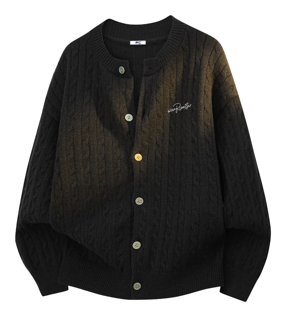 Warrior Power Simple Retro Cleanfit American Zipper Cardigan Basic Edition Warm, Soft, Comfortable Skin friendly Non stick Embroidered Sweater Knitted Sweater Unisex  vjsneaker.com