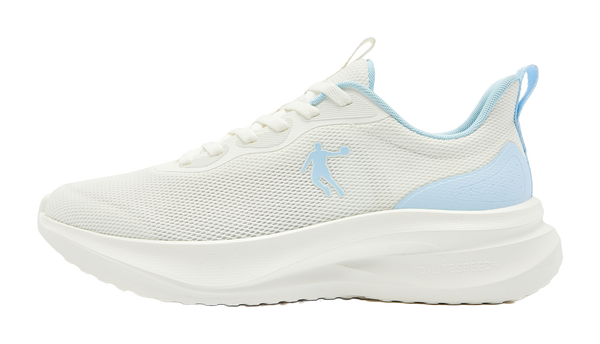 QIAODAN Cushioned Slip-Resistant Abrasion-Resistant Low-Top Casual Running Shoes Men's White Blue 