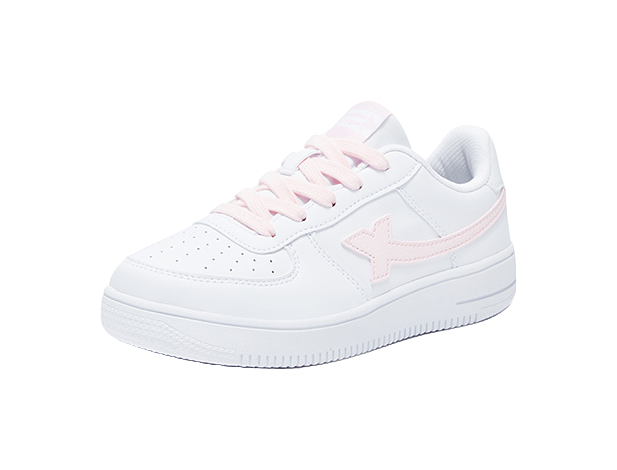 XTEP Air Force 1 Abrasion Resistant Breathable Slip Resistant Low top Kids' Skateboarding Shoes White Pink Teenagers 