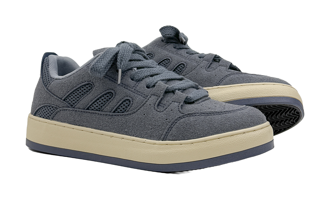 HUANQIU Slip Resistant Abrasion Resistant Low top Skateboard Shoes Men's Haze Blue 