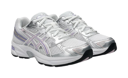 ASICS Gel 1130 Synthetic Leather Cushioning Support Low top Kids Running Shoes White Silver Teenagers  vjsneaker.com